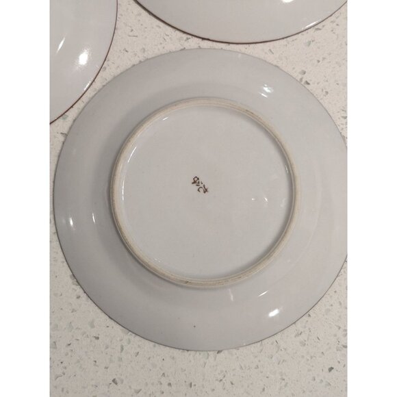 Set Of 3 Kutani Eggshell China bread dessert Plates Bamboo Design Geometric Bord - Picture 4 of 11